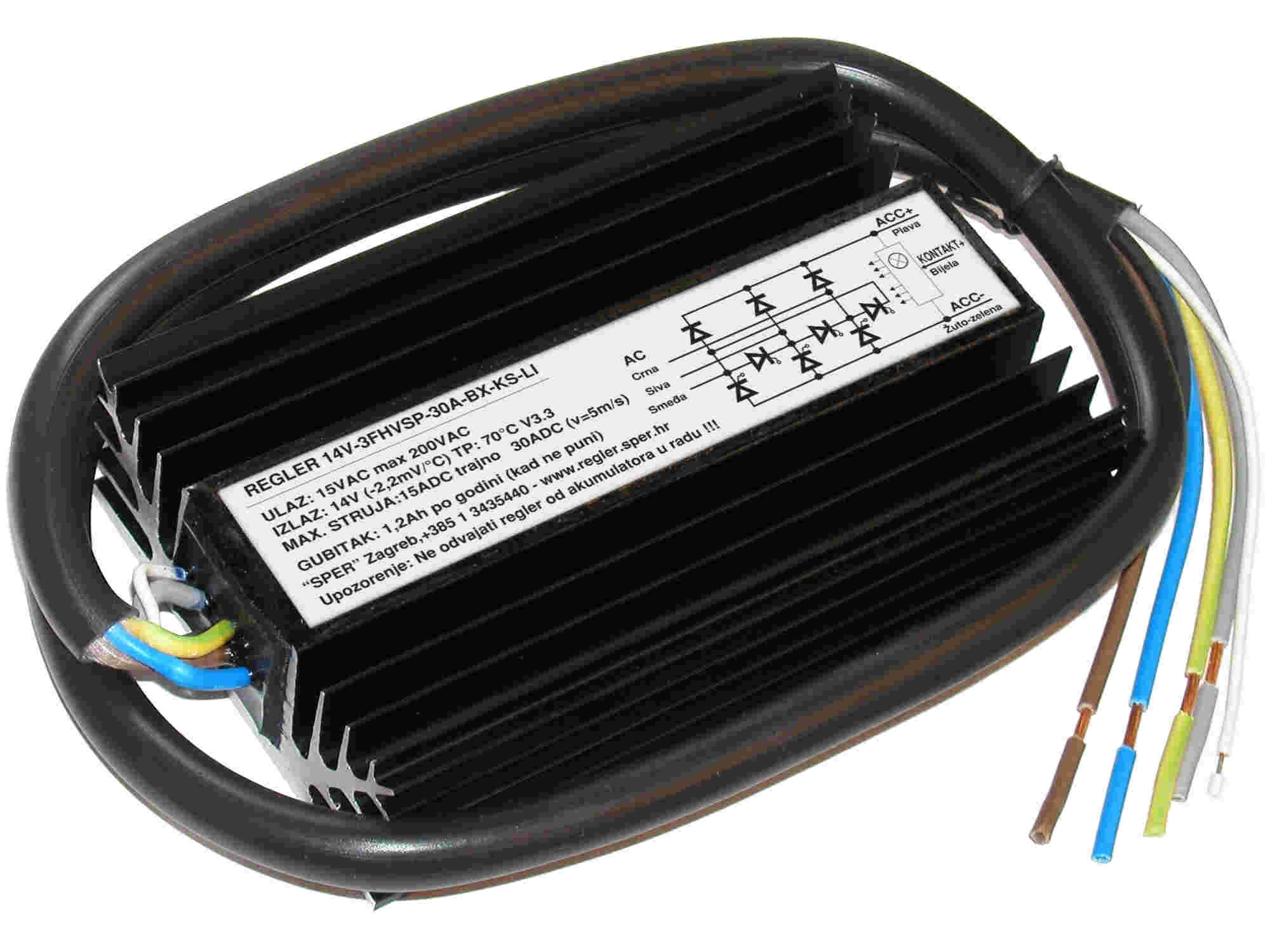 Trofazni 30A serijsko-paralelni regler za ulazni napon do 200VAC sa kontakt+ ulazom za preko 8000rpm. Najčešća primjena za quadove (Polaris) i motocikle. Prednost: smanjuje nepotrebno zagrijavanje statorskog namotaja. Dimenzije: 142*88*35mm. Temperaturna zaštita: 80°C. Garancija: 5 godina.