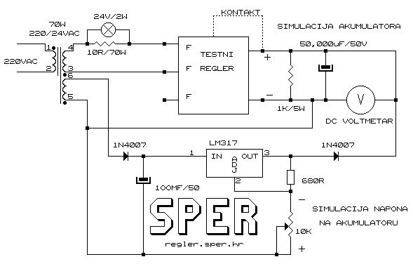Checking the operation of the voltage regulator rectifier on the test bench.